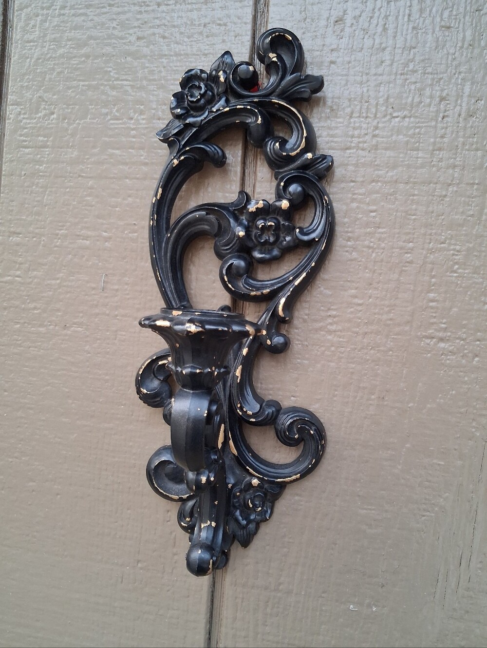 Vintage Black Decorative Floral Wall Sconce
